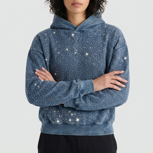 Washed Rhinestone Hoodie