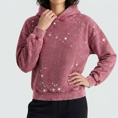 Washed Rhinestone Hoodie