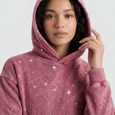 Washed Rhinestone Hoodie